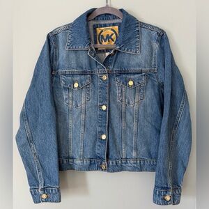 Michael Kors Jean Jacket Distressed Blue Denim Classic Fit Size Medium Like New